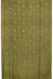 Olive Green Handcrafted Bandhani Mulberry Silk Saree 10059051