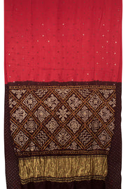 Red Handcrafted Bandhani Gajji Silk Saree 10059593