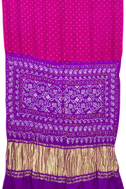 Magenta Handcrafted Bandhani Gajji Silk Saree 10059600