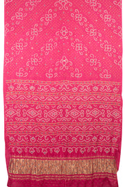 Hot Pink Handcrafted Bandhani Gajji Silk Saree 10059603