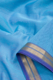 Blue Maheshwari Silk Cotton 3 pc Salwar Suit Material 10062197