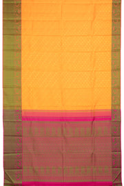 Saffron Yellow Threadwork Kanjivaram Silk Saree 10059197