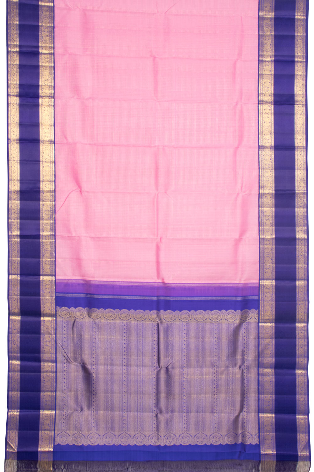 Taffy Pink Handloom Pure Zari Bridal Korvai Kanjivaram Silk Saree 10060023