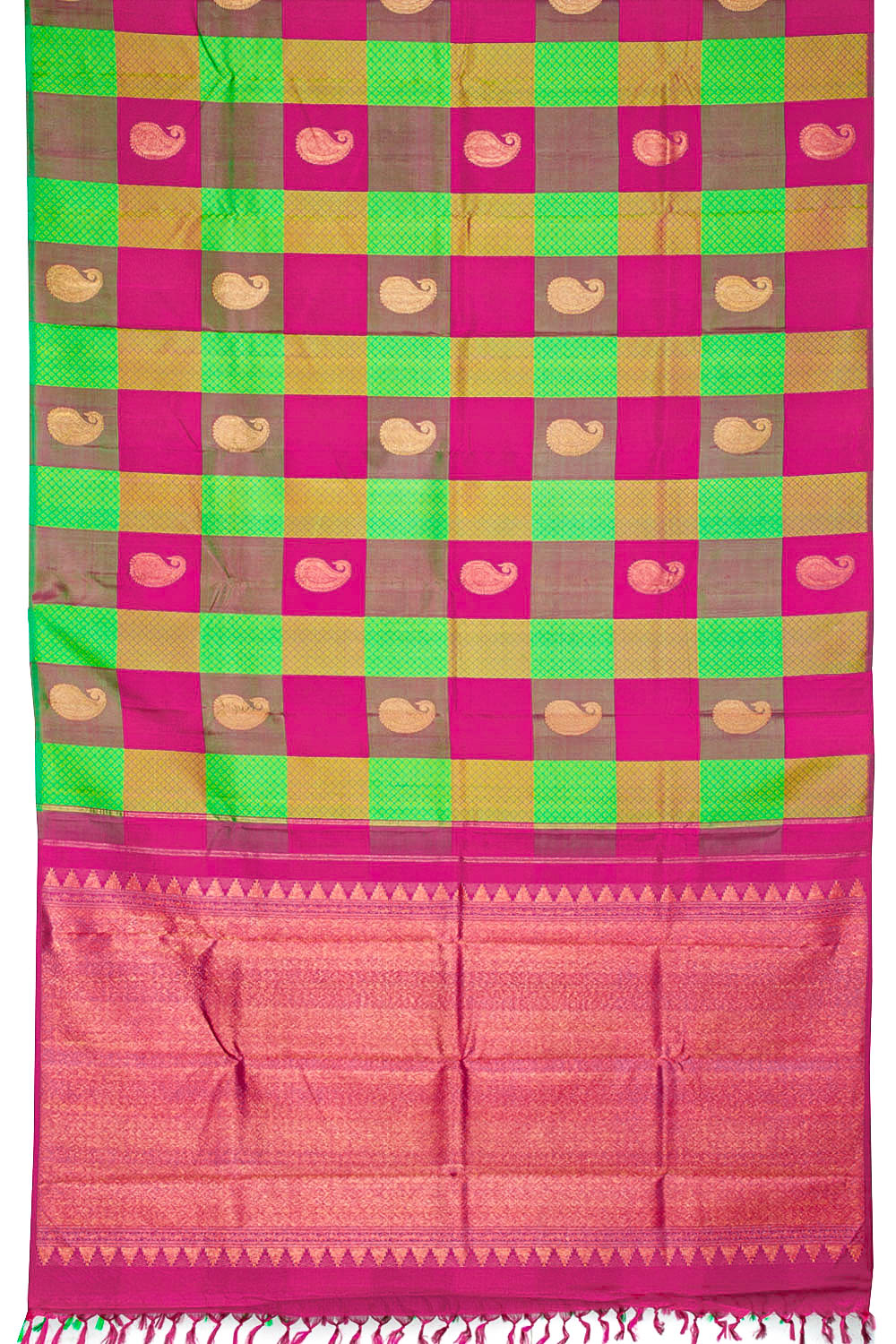 Multi colour Pure Zari Borderless Kanjivaram Silk Saree 10060057