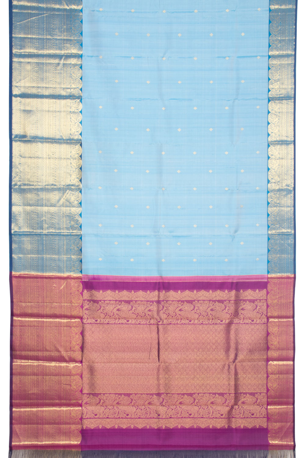 Powder Blue Handloom Pure Zari Kanjivaram Silk Saree 10060074