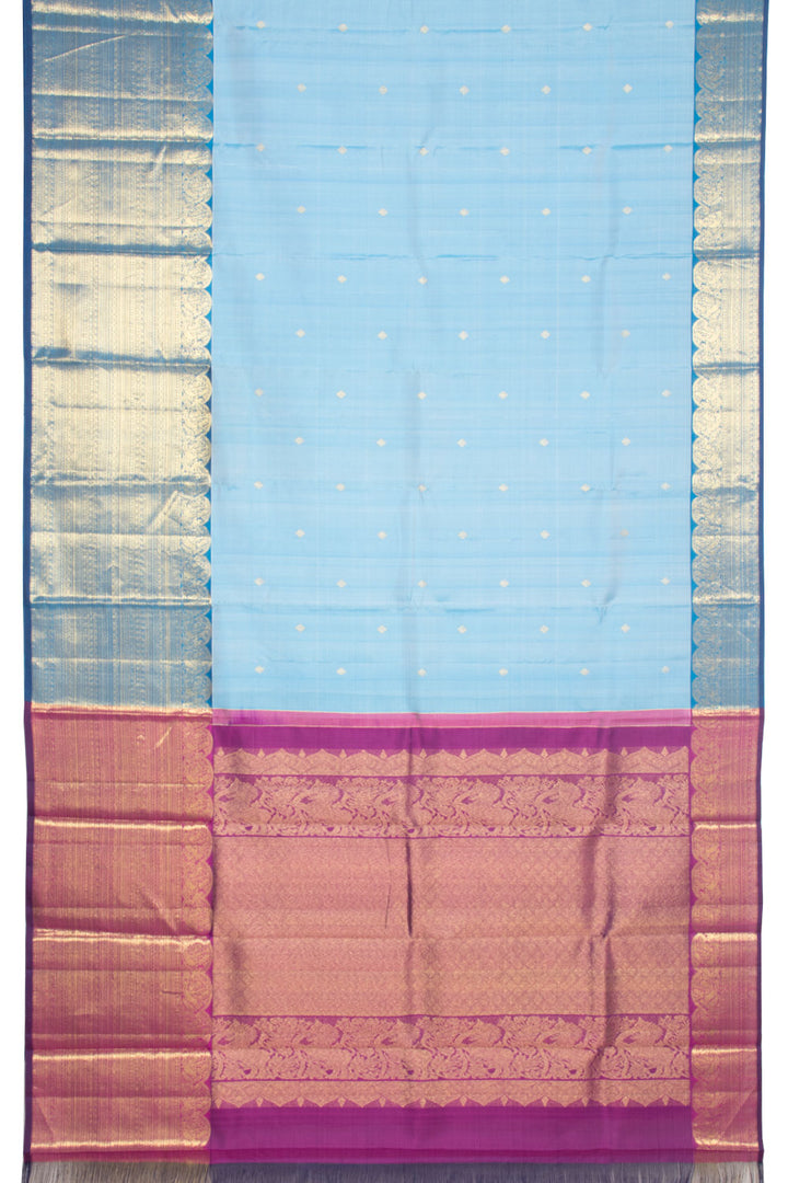 Powder Blue Handloom Pure Zari Kanjivaram Silk Saree 10060074