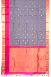 Cool Grey Handloom Pure Zari Korvai Kanjivaram Silk Saree 10060077