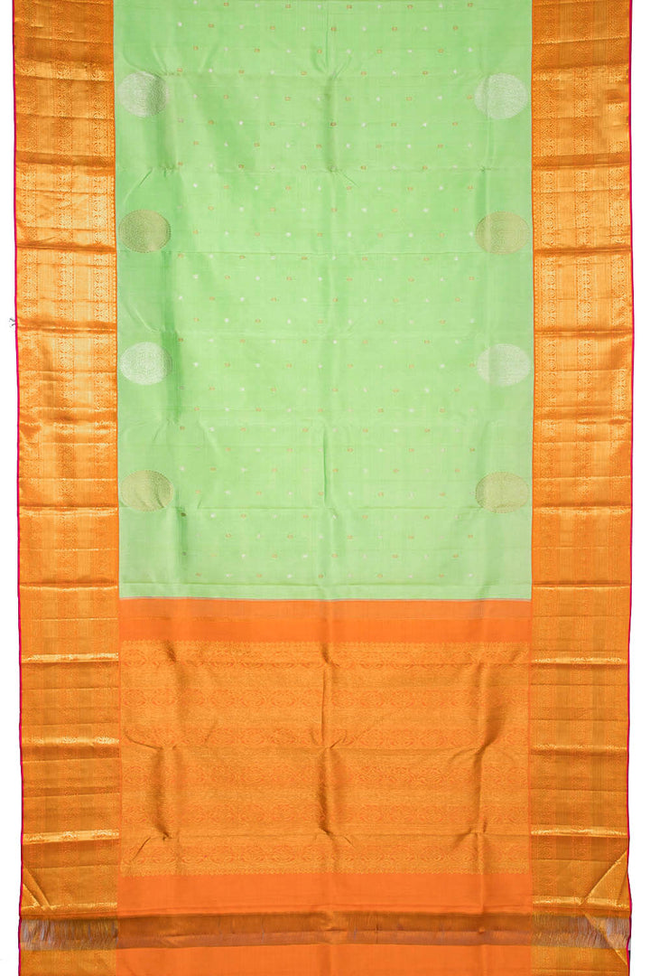 Light Green Pure Zari Korvai Kanjivaram Silk Saree 10060089