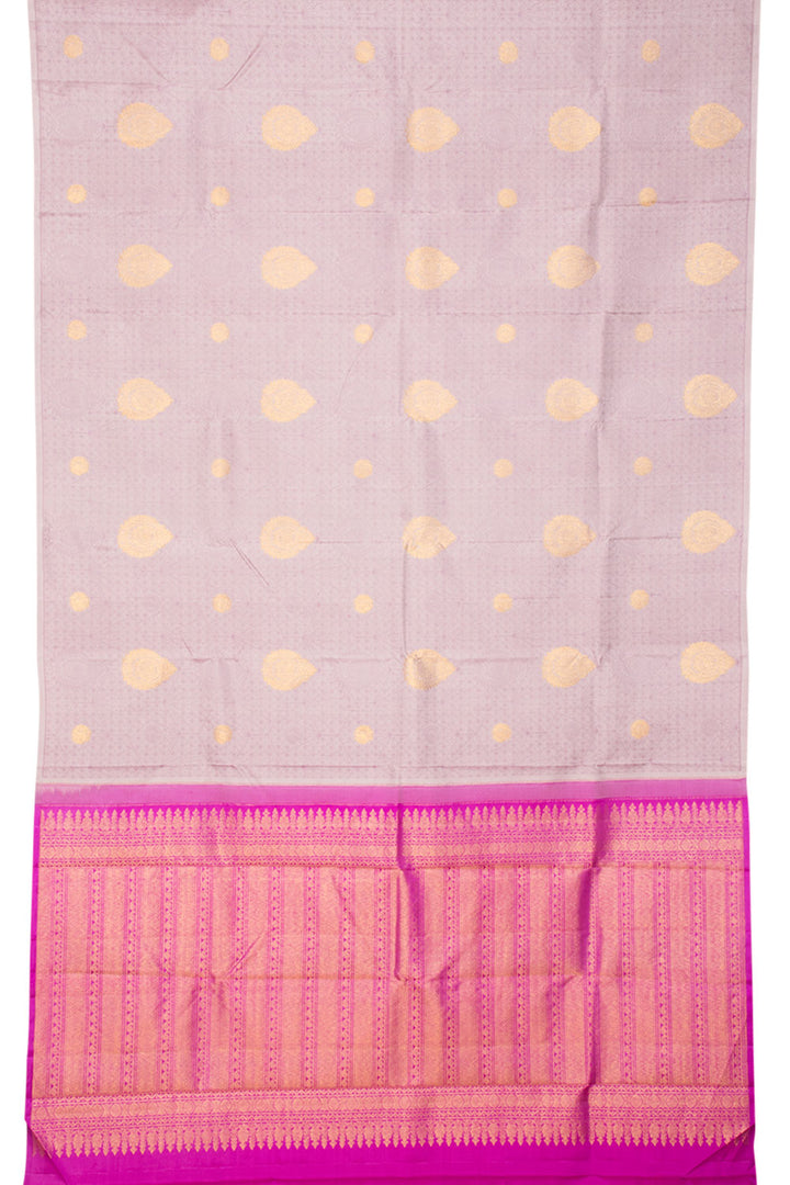 Mauve Pure Zari Borderless Jacquard Kanjivaram Silk Saree 10060094