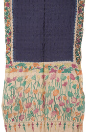 Navy Blue Pen Kalamkari Bandhani Tussar Silk Saree 10060139