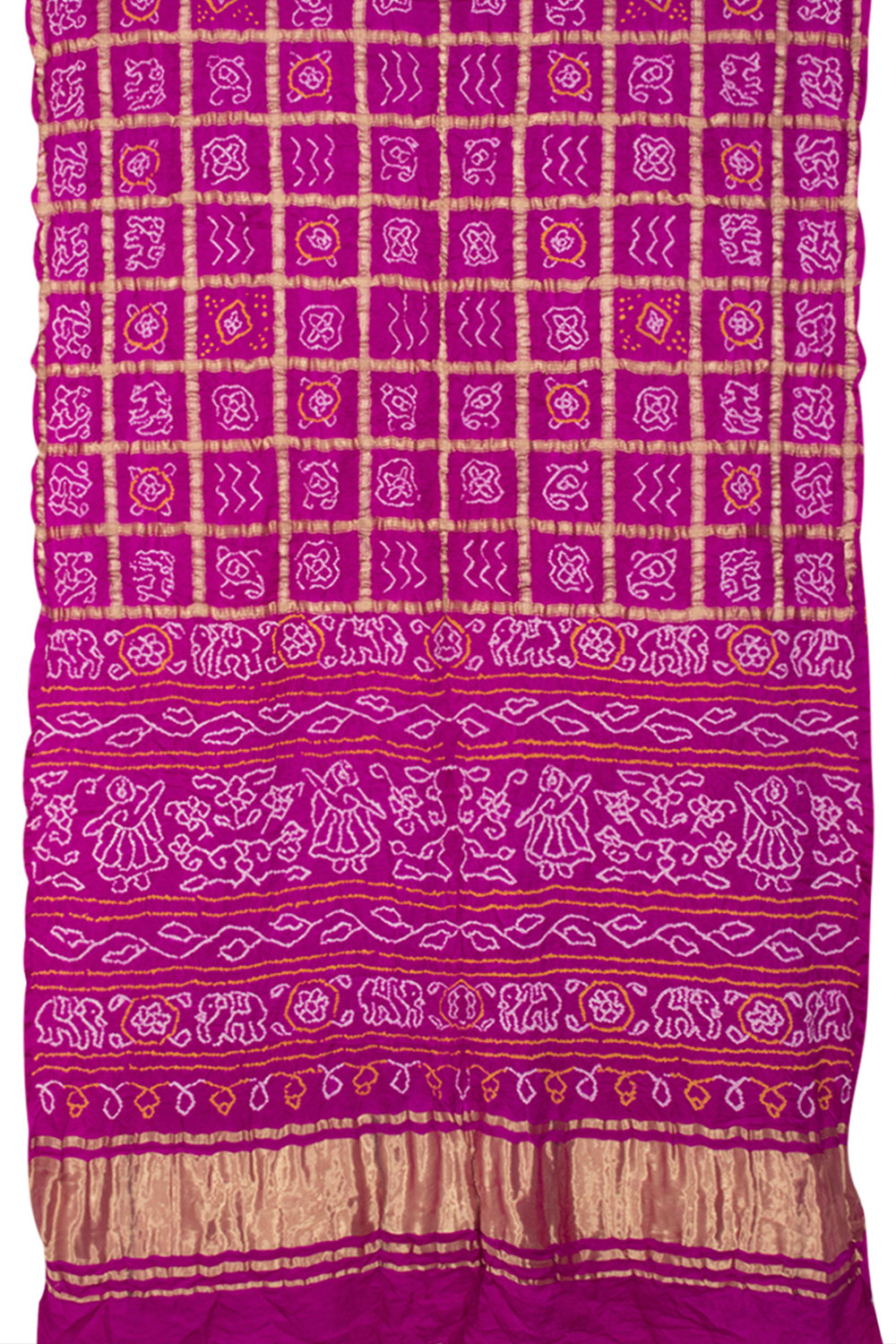 Fandango Pink Handcrafted Bandhani Gajji Silk Saree 10060148