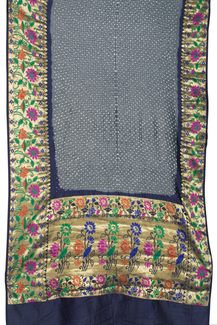 Grey Kanjivaram Pure Silk Bandhani Saree 10060149