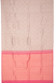 Pinkish Beige Pure Zari Borderless Jacquard Kanjivaram Silk Saree 10060098