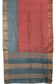 Crimson Hand Block Printed Tussar Silk Saree 10059325