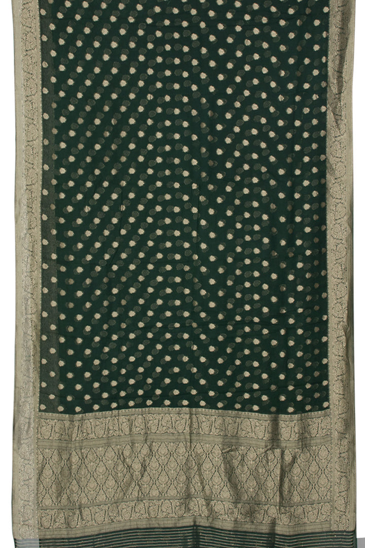 Dark Green Handloom Banarasi Georgette Saree 10061112
