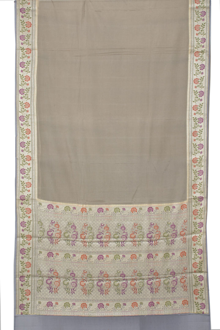 Grey Handloom Banarasi Chiffon Saree 10061128