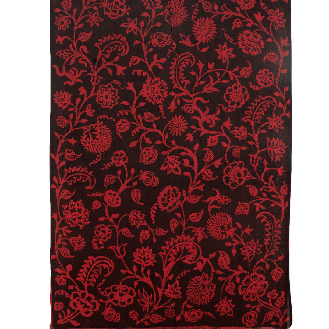 Batik Printed Silk Cotton Saree 10055764