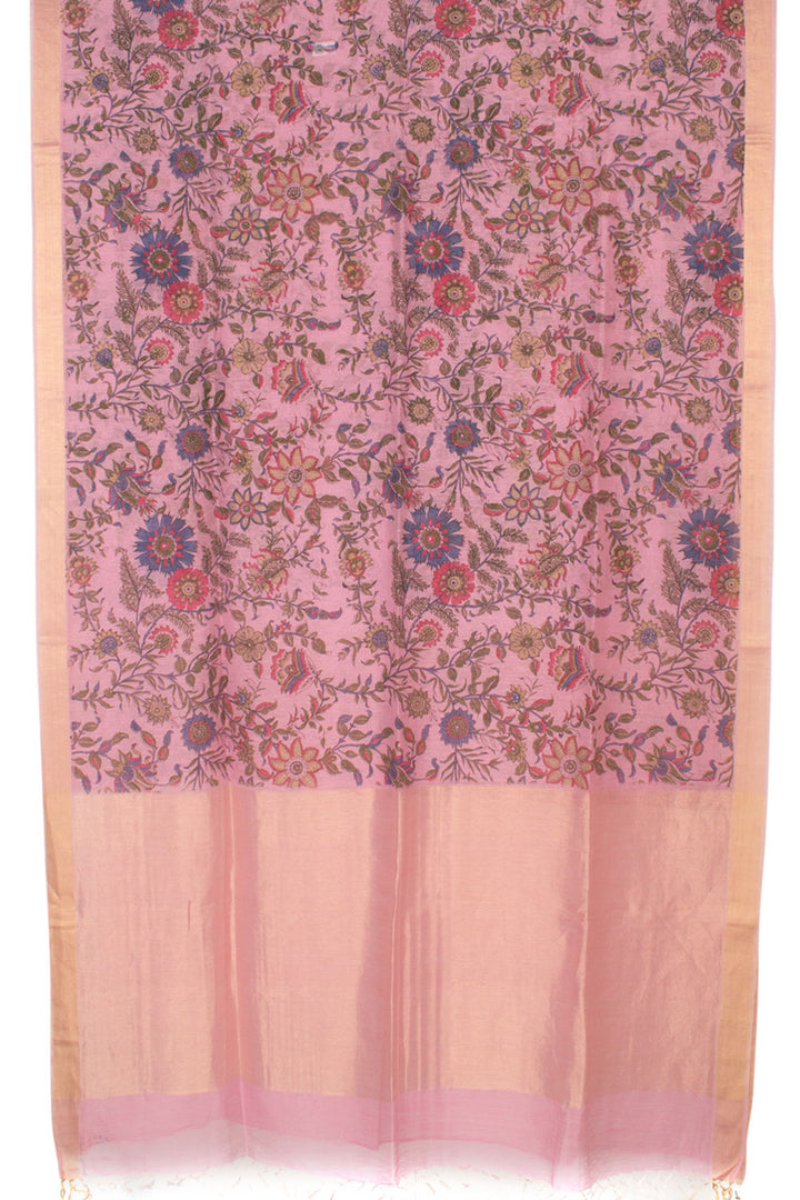 Lemonade Pink Printed Maheshwari Silk Cotton Saree 10059567