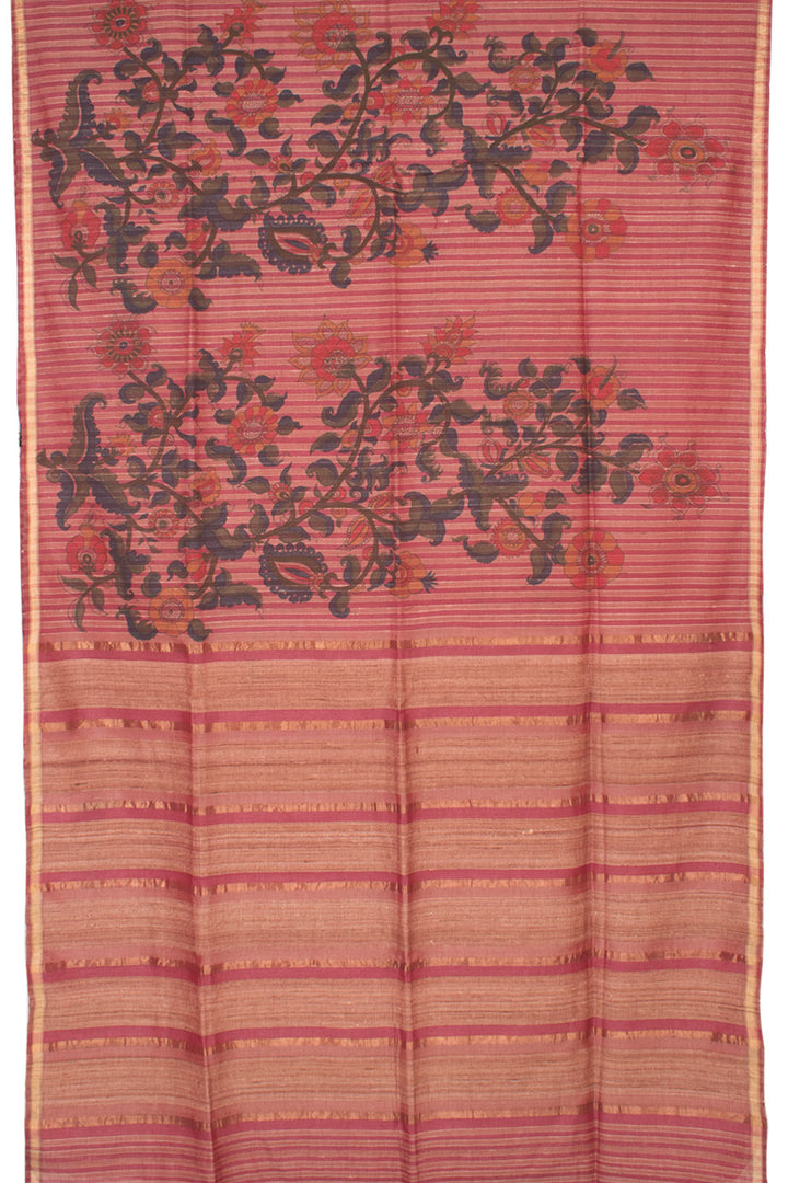 Magenta Printed Tussar Silk Saree 10059569