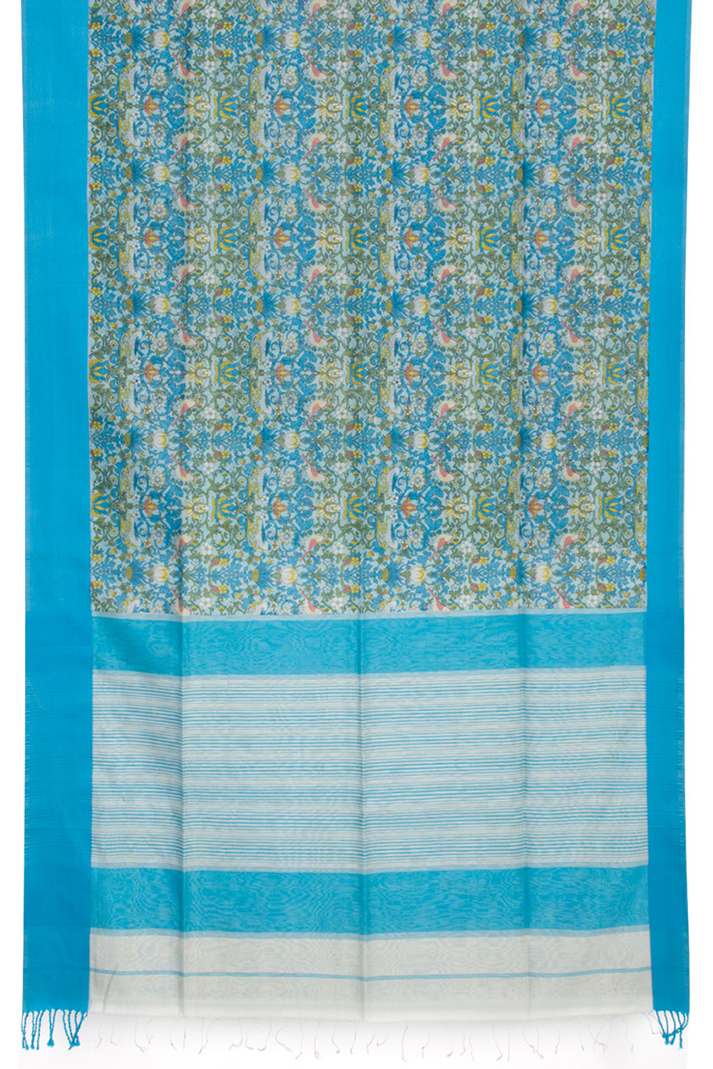 Blue Printed Maheshwari Silk Cotton Saree 10061007