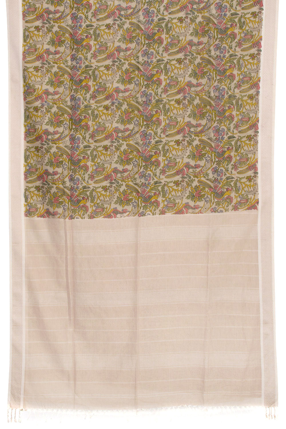 Cream Printed Maheshwari Silk Cotton Saree 10061022