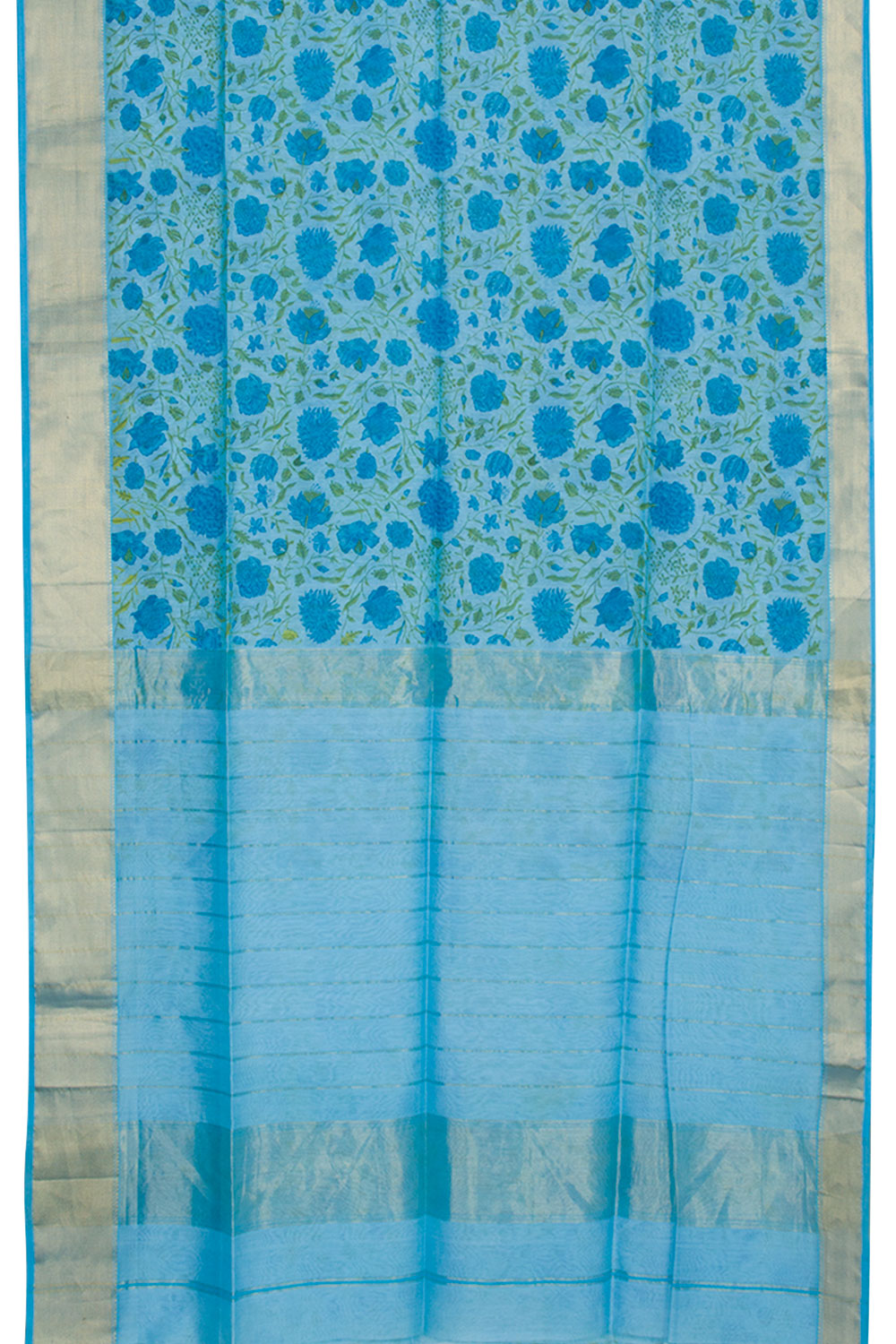 Blue Printed Maheshwari Silk Cotton Saree 10061024