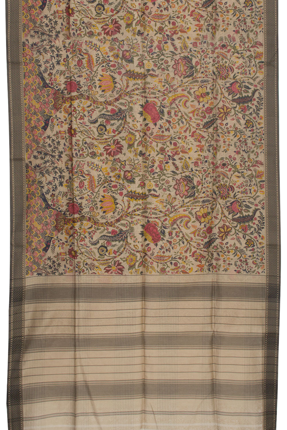 Brown Printed Maheshwari Silk Cotton Saree 10061027
