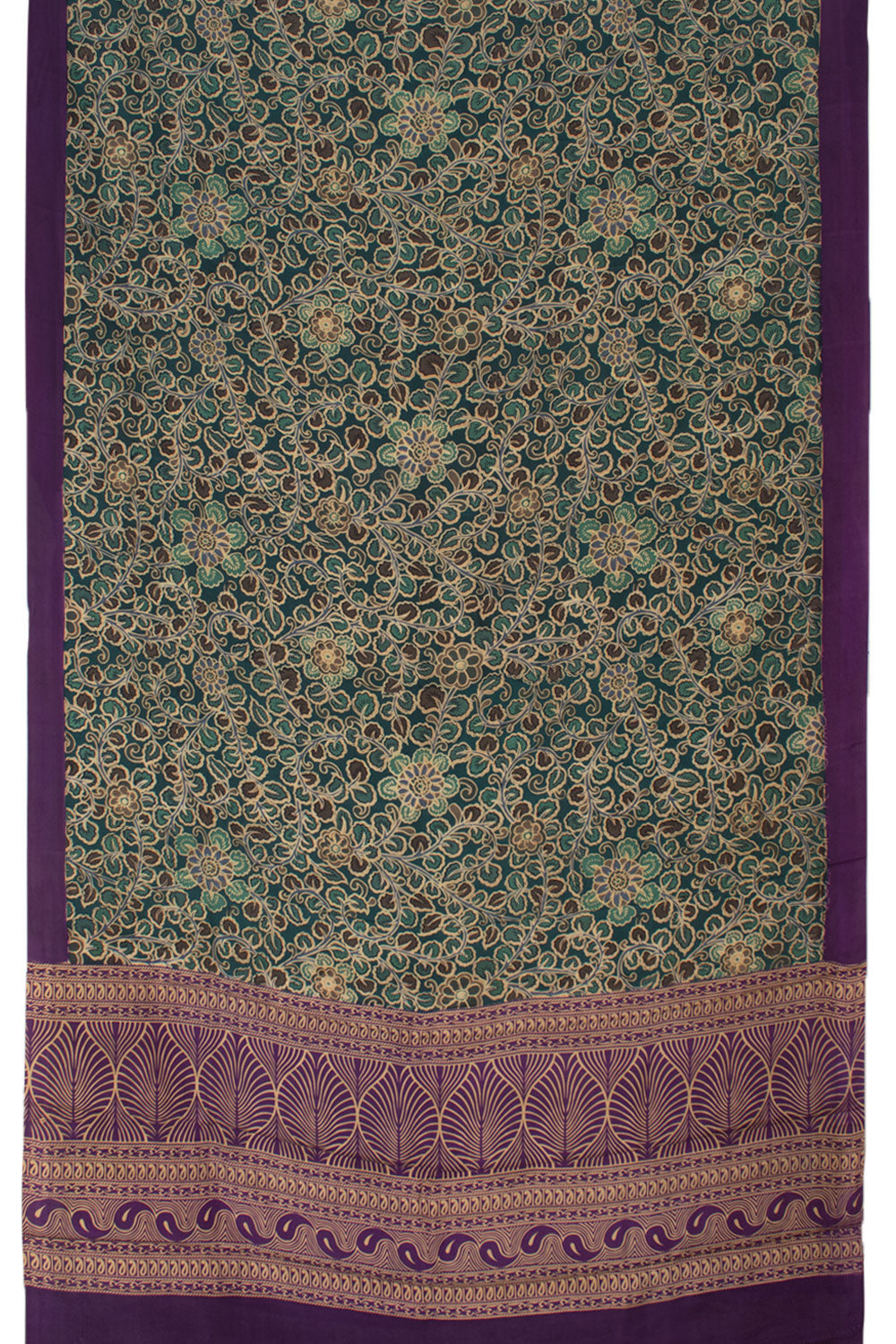 Viridian Green Printed Mysore crepe Silk Saree 10059427