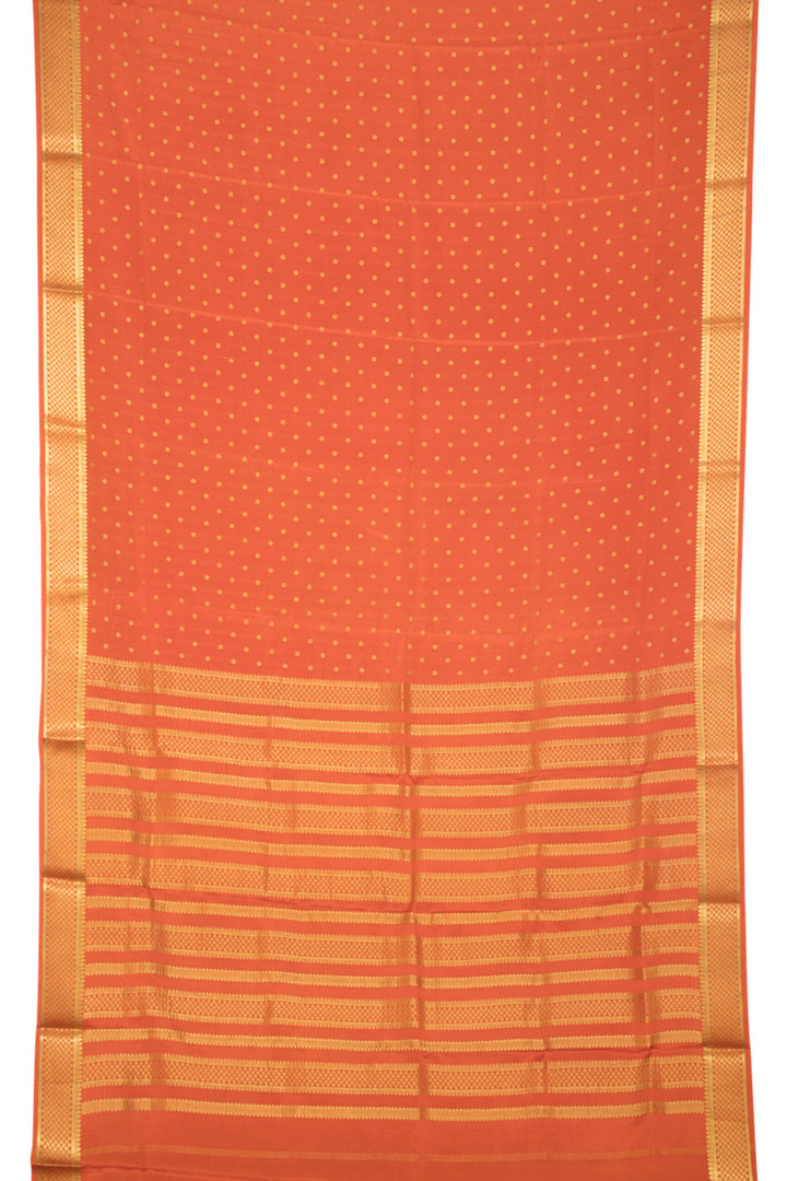 Spanish Orange Mysore Crepe Silk Saree 10060232