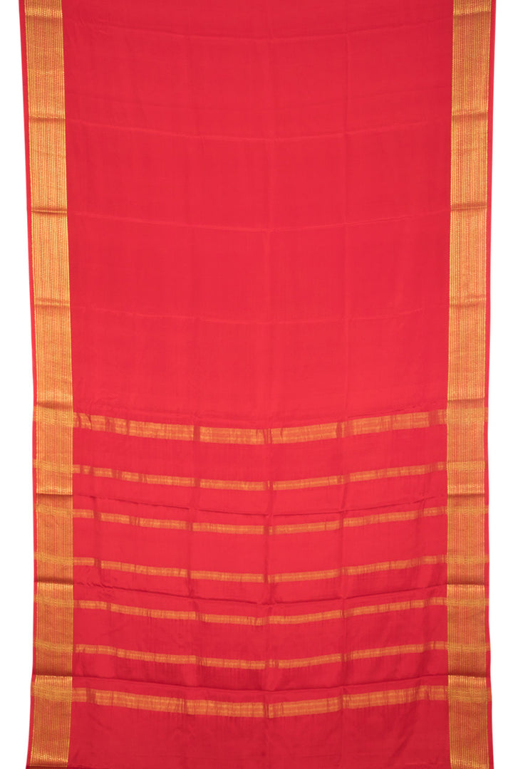Red Mysore Crepe Silk Saree 10060240
