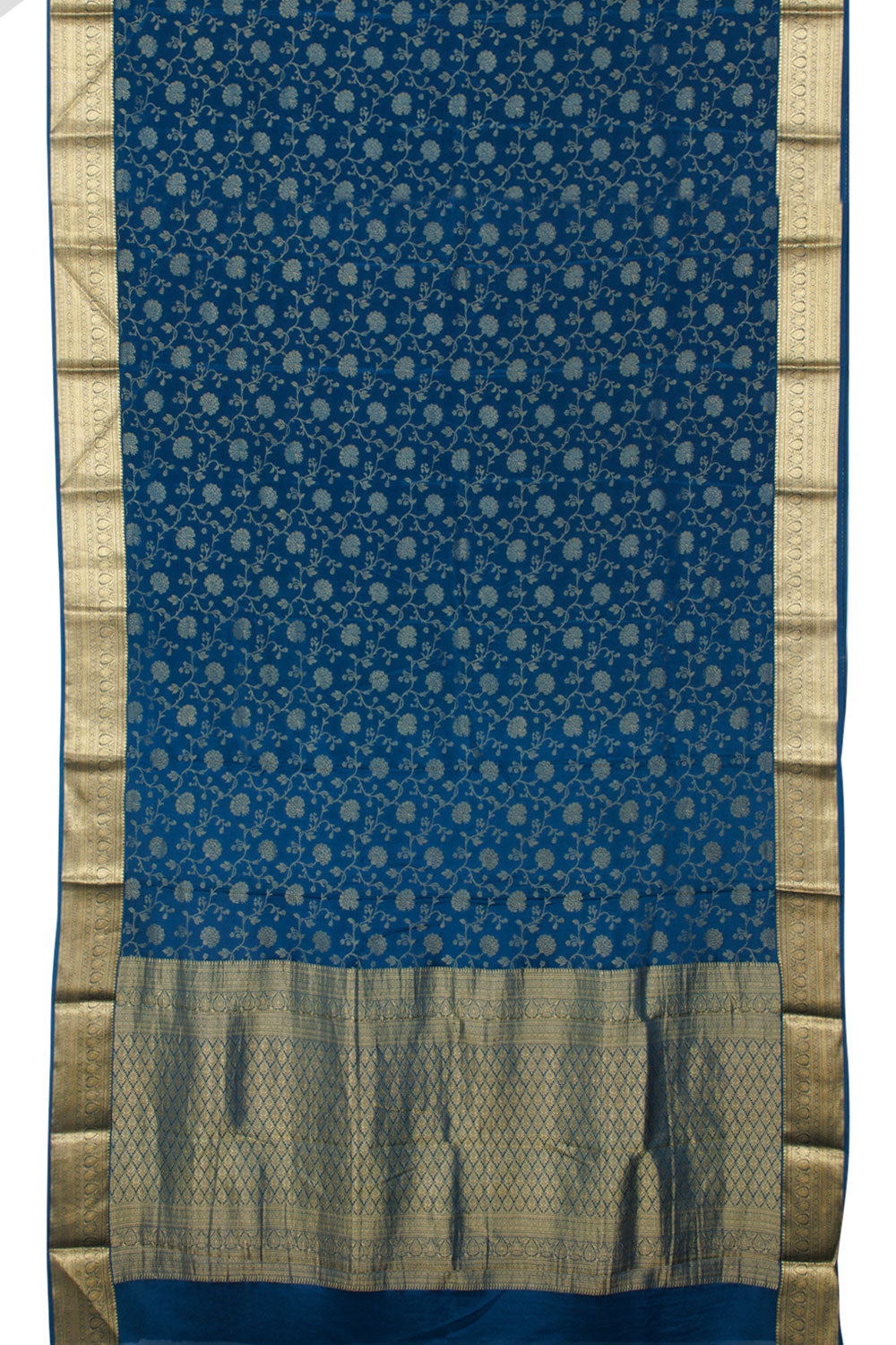 Teal Blue Mysore Crepe Silk Saree 10060496