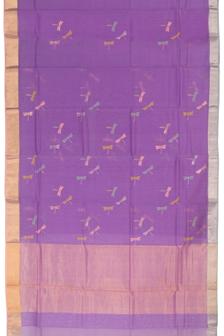 Violet Handloom Chanderi Silk Cotton Saree 10059678