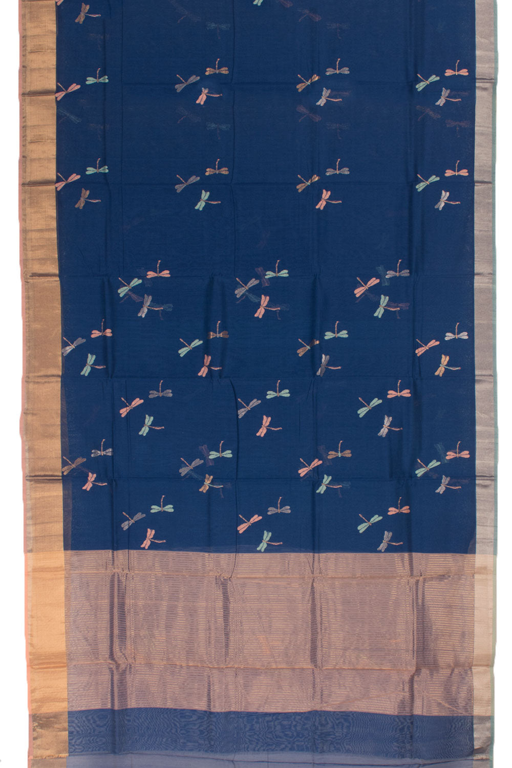 Ink Blue Handloom Chanderi Silk Cotton Saree 10059679