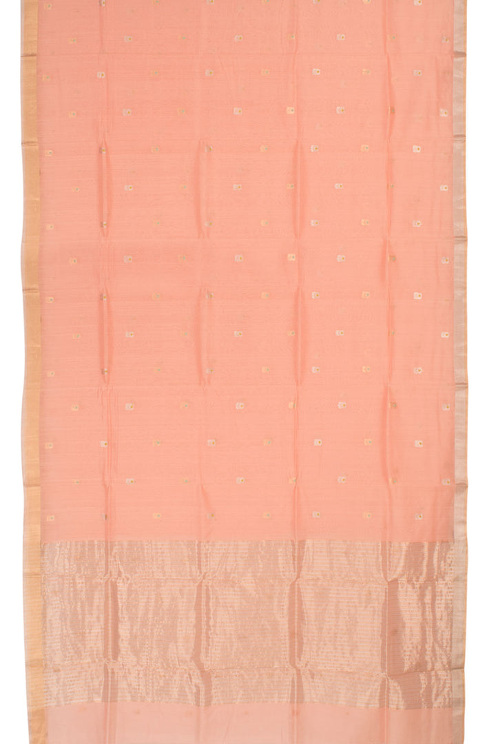 Pastel Peach Handloom Chanderi Silk Cotton Saree 10059684
