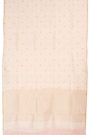 Pastel White Handloom Chanderi Silk Cotton Saree 10059691