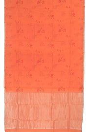 Safety Orange Printed Chanderi Silk Cotton Saree 10059686