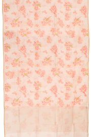 Pastel White Printed Chanderi Silk Cotton Saree 10059694