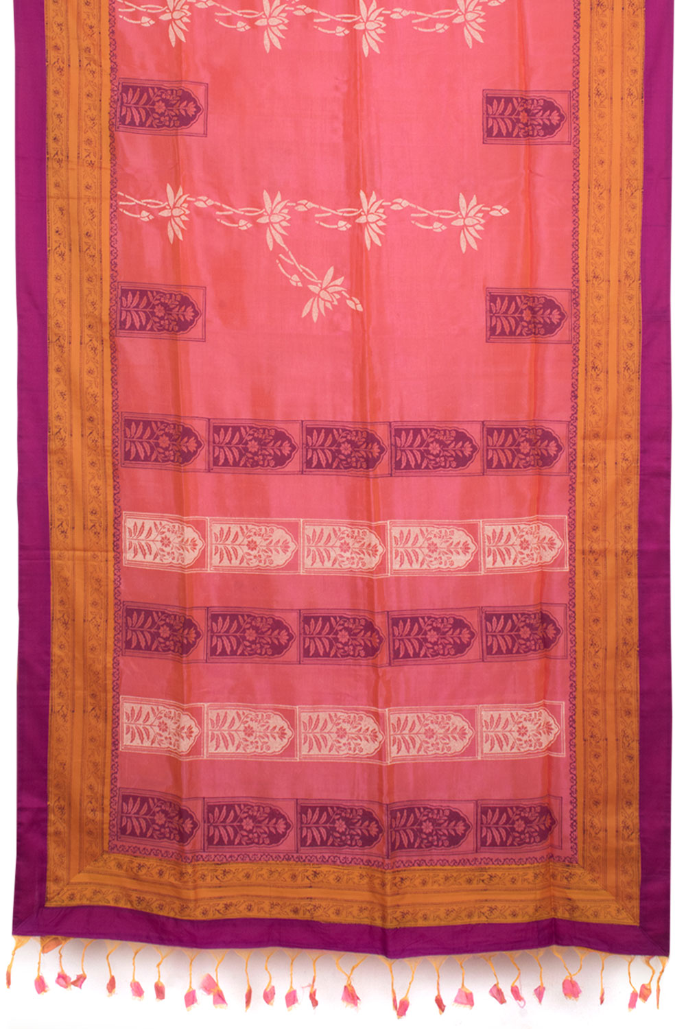 Hand Block Printed Mangalgiri Silk Saree 10058529