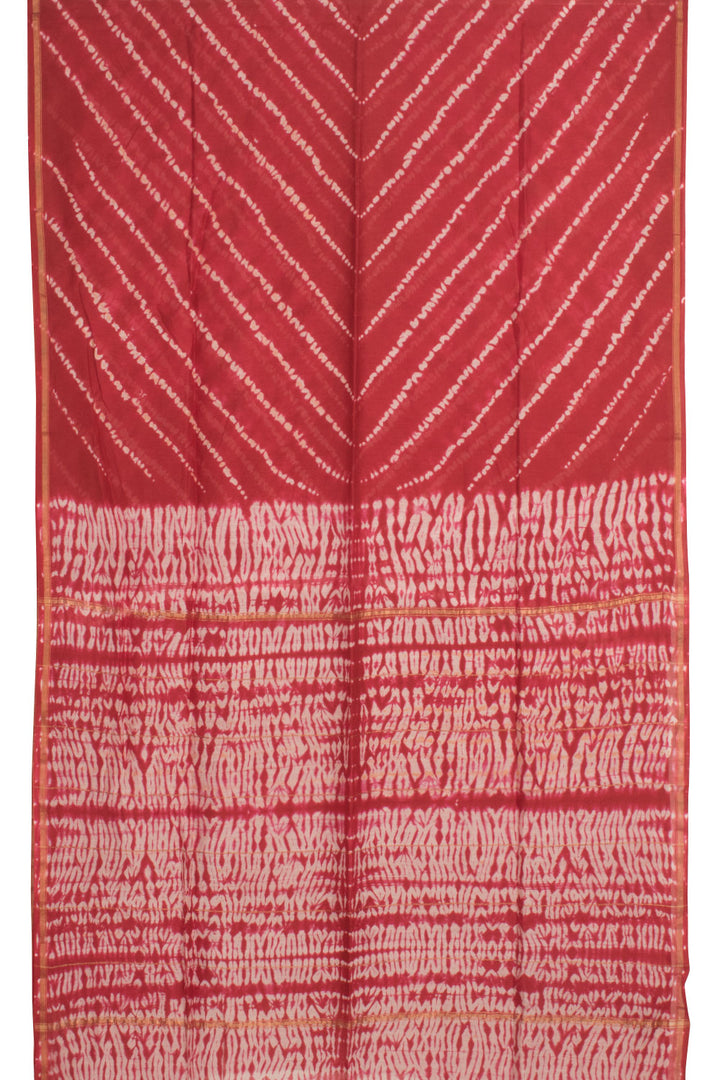Candy Red Shibori Printed Maheshwari Silk Cotton Saree 10059361