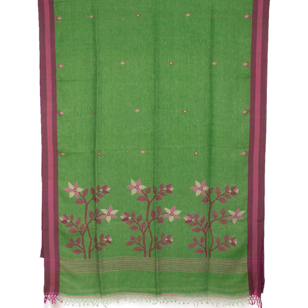 Handloom Bengal Jamdani Linen Saree 10055195