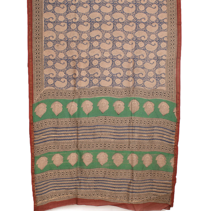 Hand Block Printed Chanderi Silk Cotton Saree 10055976