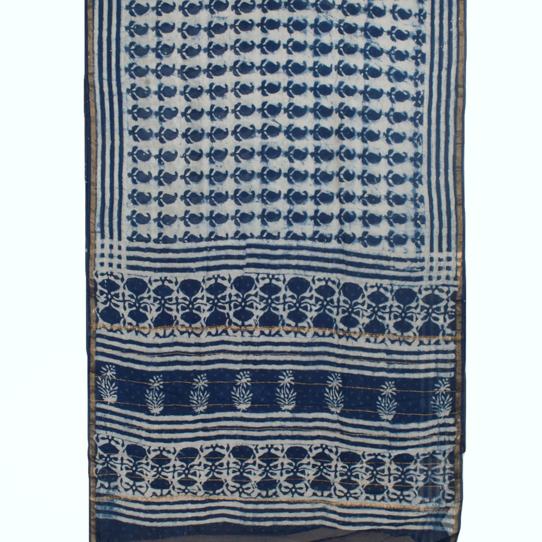 Dabu Printed Chanderi Silk Cotton Saree 10055987