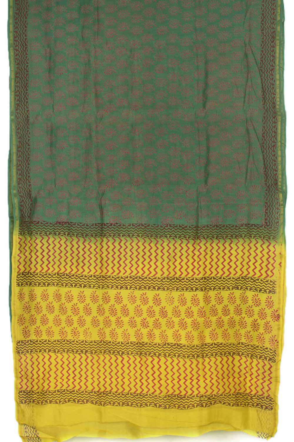 Hand Block Printed Chanderi Silk Cotton Saree 10058170