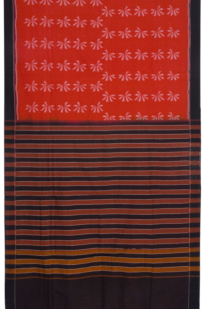 Orange Handloom Odisha Ikat Cotton Saree 10060291