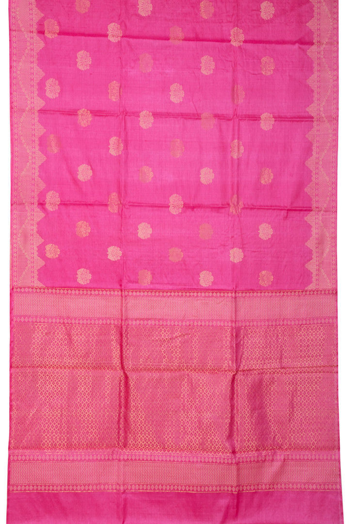 Rose Pink Chhattisgarh Tussar Silk Saree 10059712