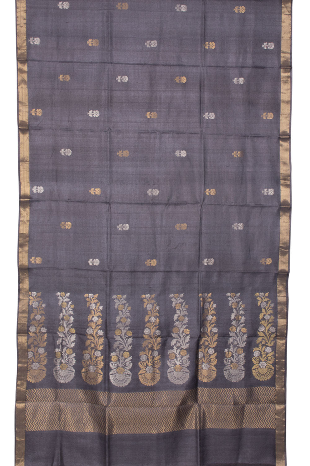 Grey Chhattisgarh Tussar Silk Saree 10059716