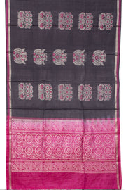 Deep Grey Chhattisgarh Meenakari Tussar Silk Saree 10059719