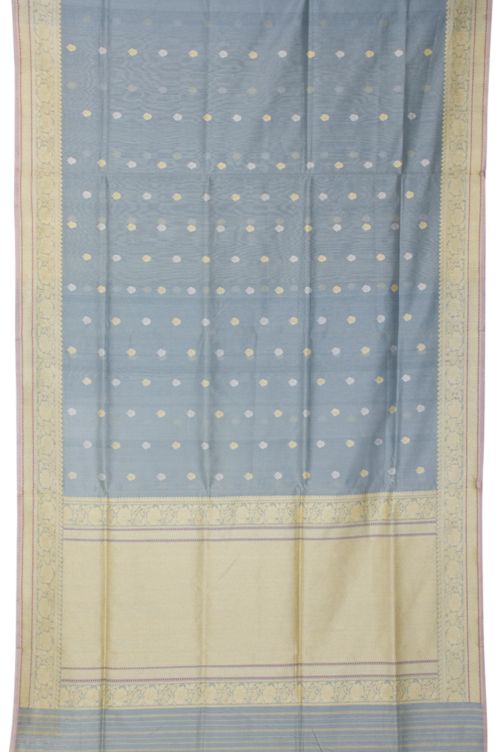 Grey Handloom Banarasi Kadhwa Kora Silk Saree 10061264