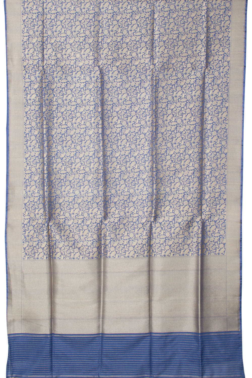 Vista Blue Handloom Banarasi Katan Silk Saree 10061273