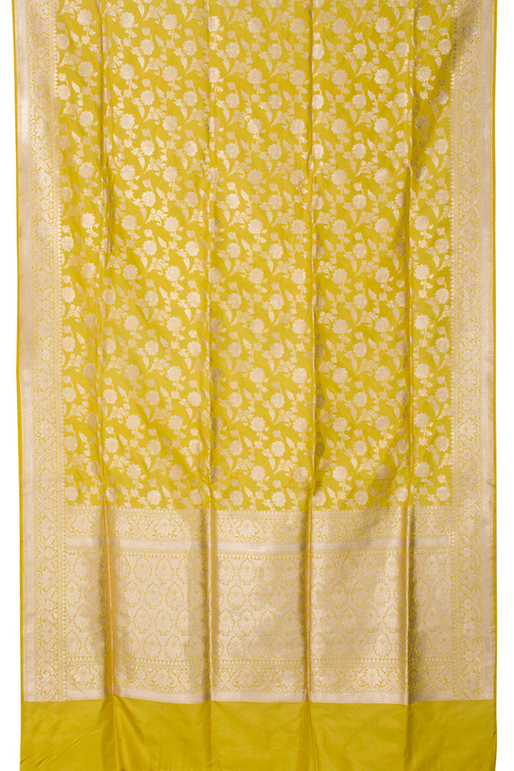 Yellow Handloom Banarasi Katrua Silk Saree 10061291
